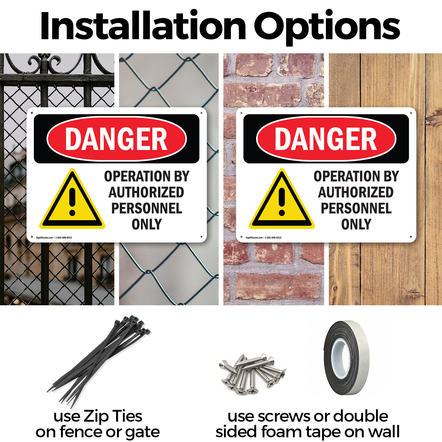 (2 Pack) Operation By Authorized Personnel Only OSHA Danger Sign Decal Metal