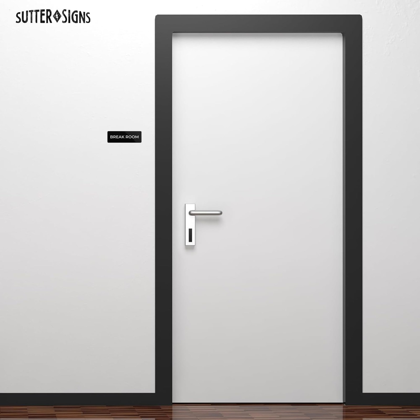 2×6 Inch Durable ABS Plastic Break Room Wall Door Sign Full Adhesive Backing
