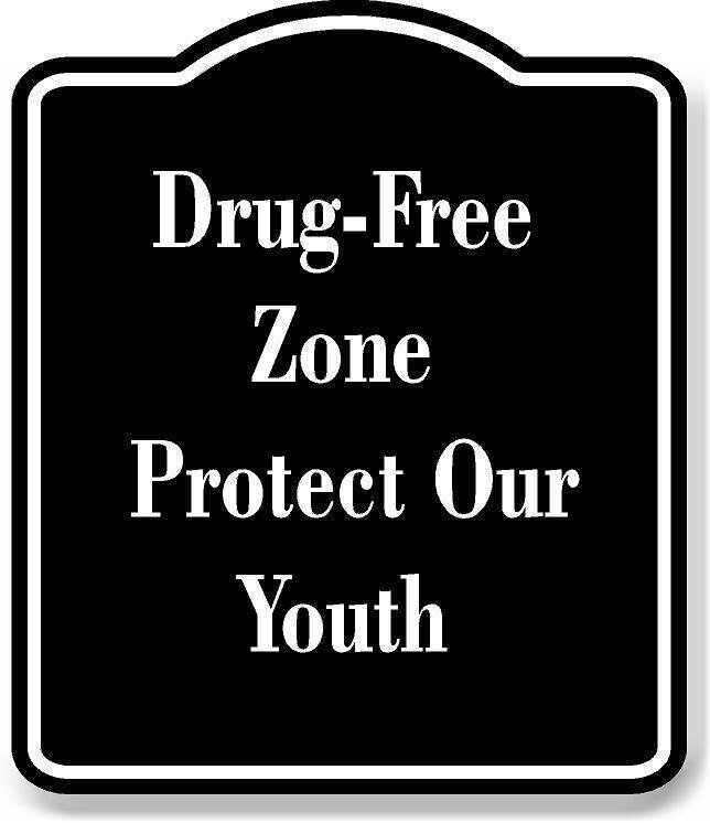 Drug-Free Zone Protect Our Youth BLACK Aluminum Composite Sign