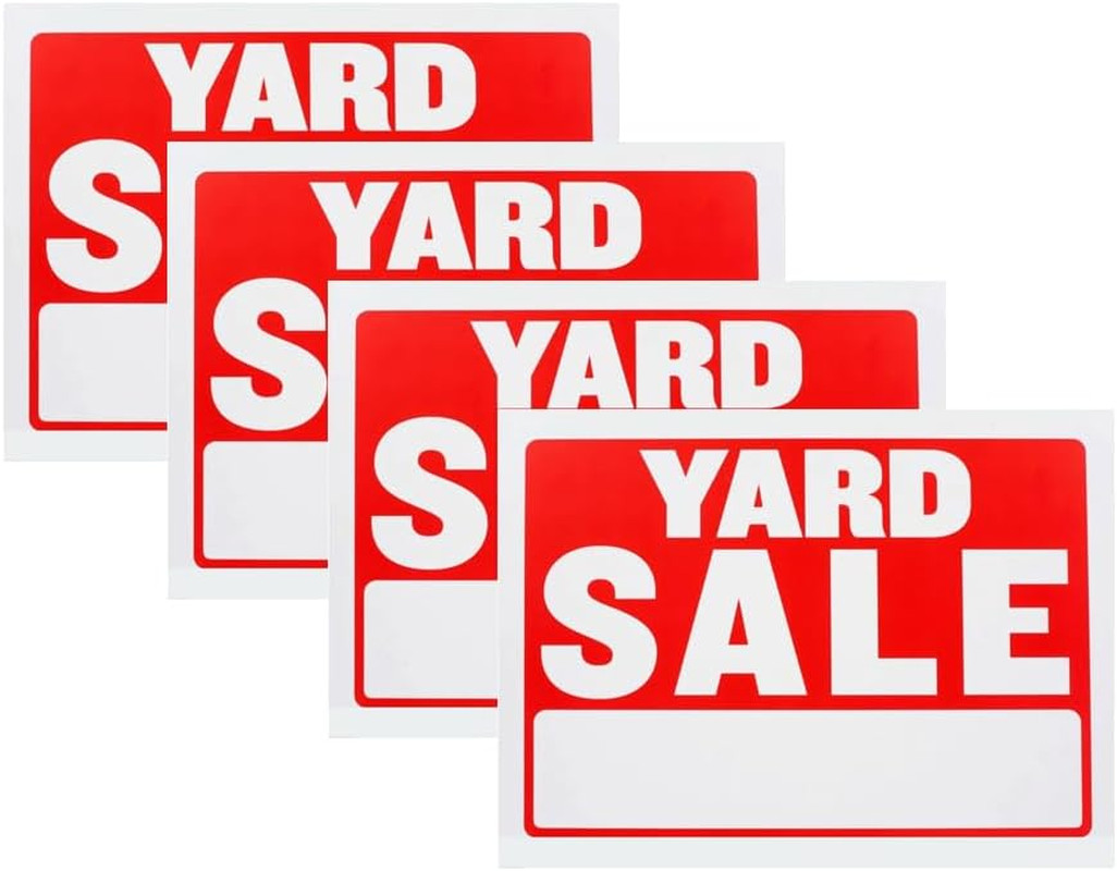Yard Sale Sign 9”L X12″W Plastic Signs for Sale 4PC