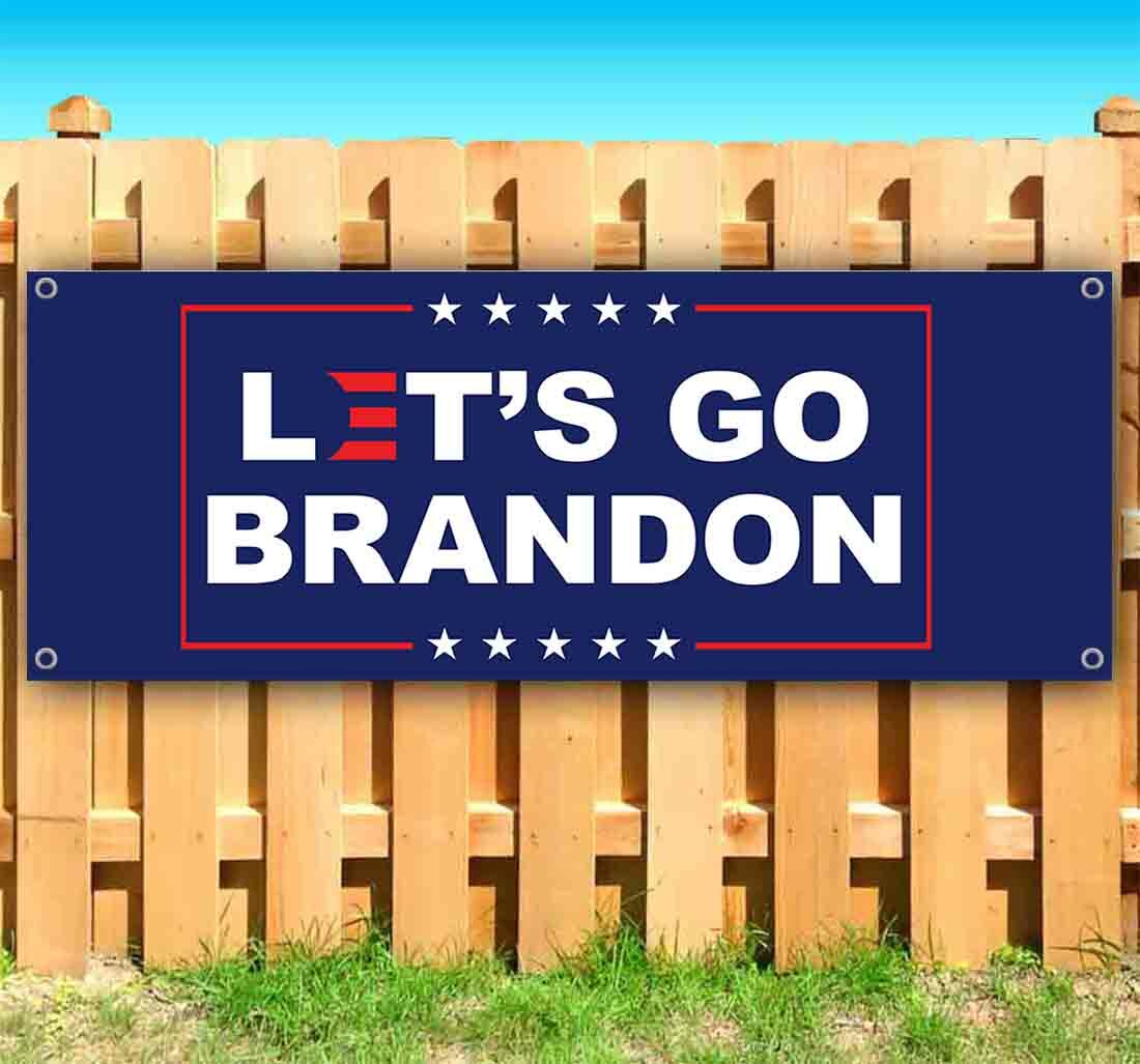 BUY1 GET1 FREE ITEM LETS GO BRANDON Advertising Vinyl Banner TRUMP BIDEN FUNNY