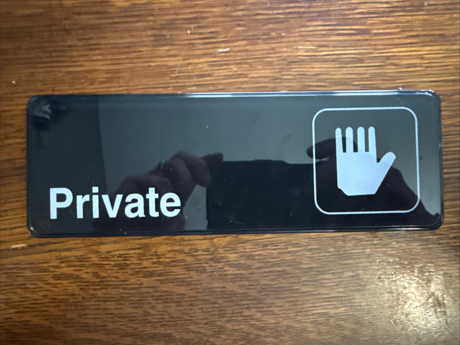 Alpine, 3″ x 9″ Plastic Symbol Private Sign, Black/White