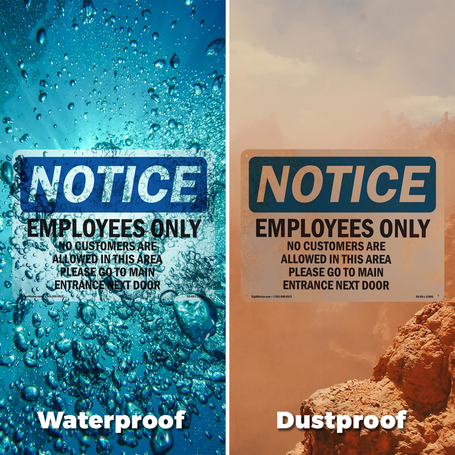 Employees Only No Customers Are Allowed OSHA Notice Sign Or Decal – 5 or 10 Pack