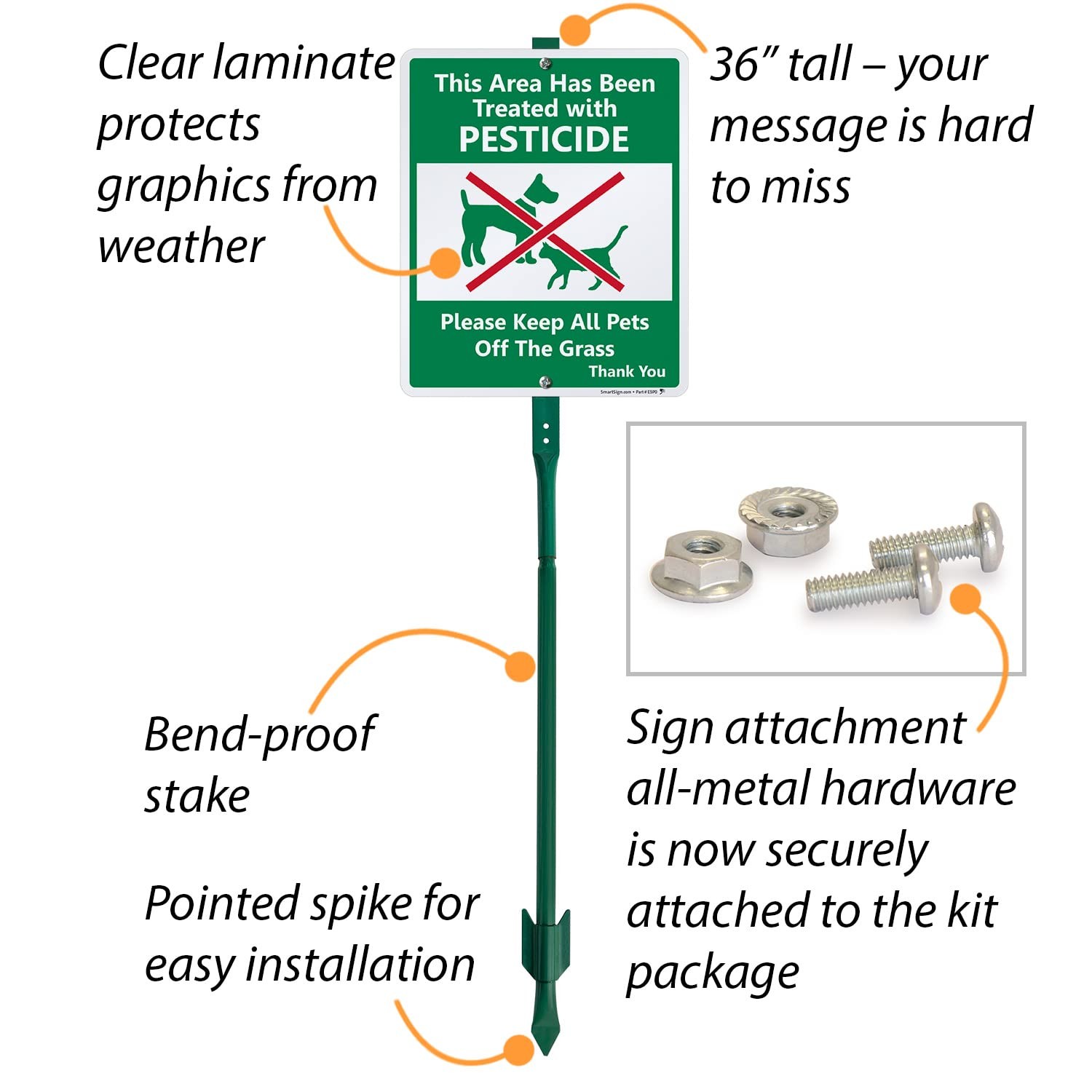 “Area Treated with Pesticides, Keep Pets Off Grass” Sign for Lawn | 10″ x 12″…