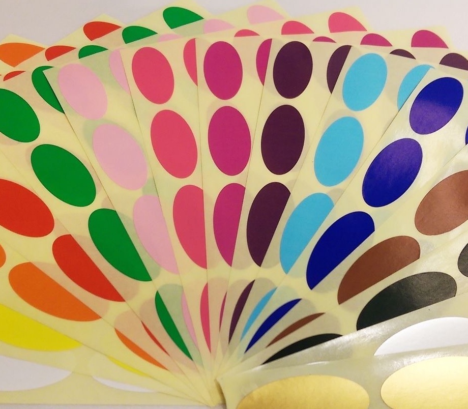 21 x 48mm Mixed Pack Assorted Coloured Code Oval Dots Stickers Sticky Labels