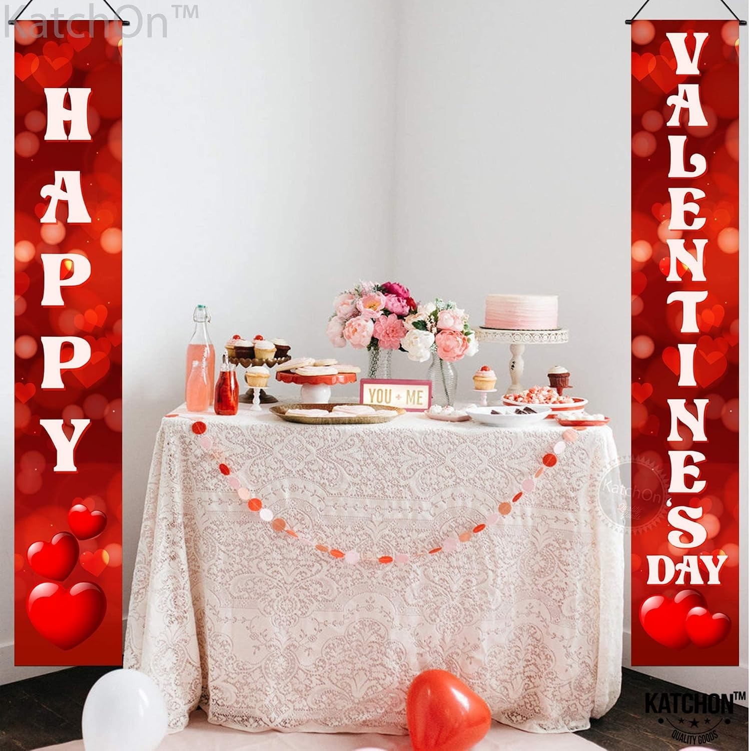Valentines Day Door Banner 72×12 Inch Red Heart Theme Indoor Outdoor Decoration
