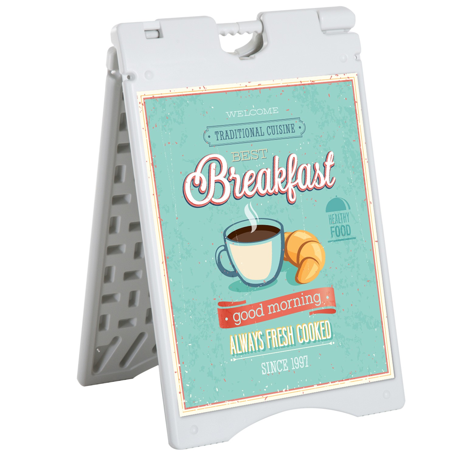 A-Frame Sandwich Board Sign – 22″ x 28″ Outdoor Sidewalk Sign w/ Weighted Base