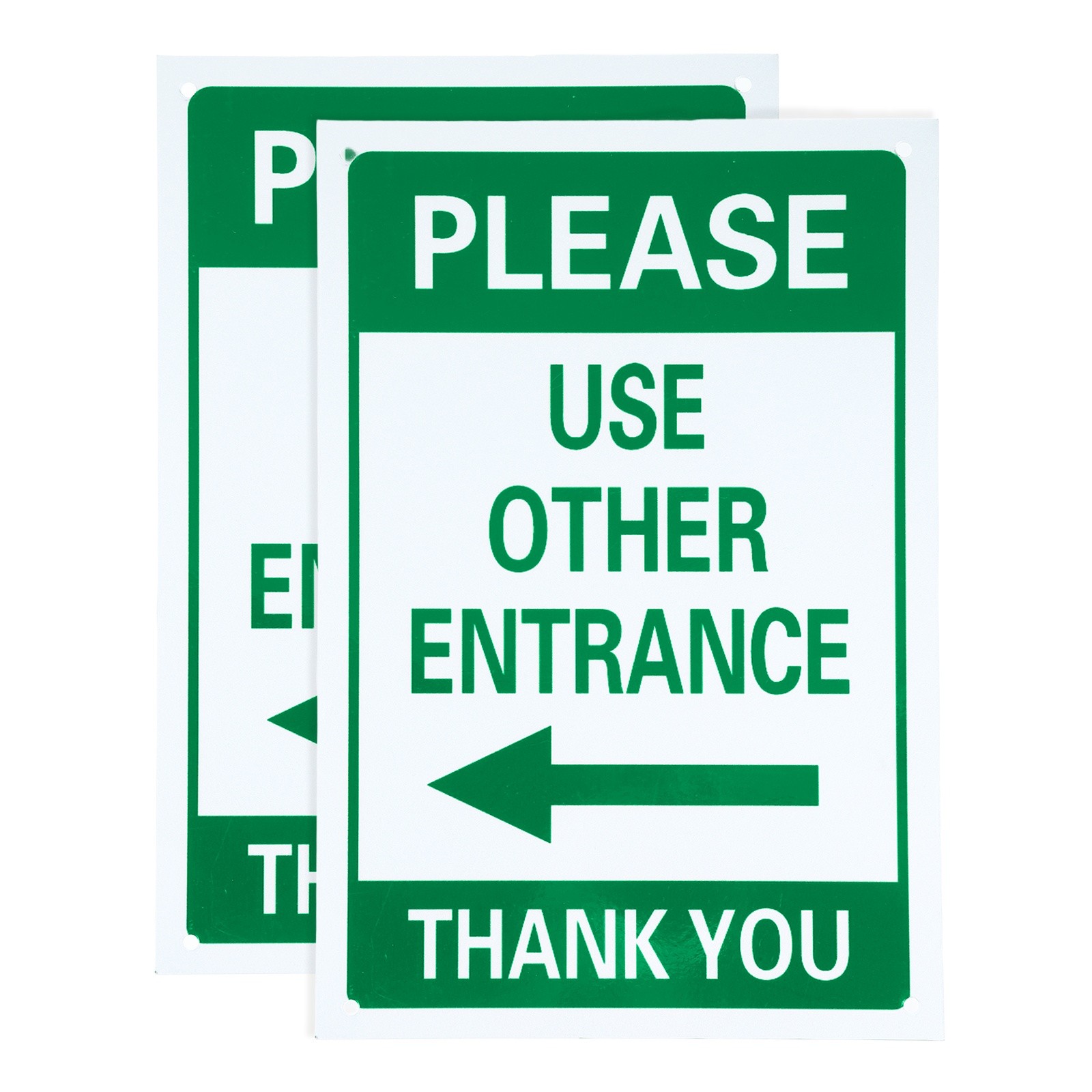 2 Pcs Please Use Other Entrance Thank You Sign, Dark Green on Light Beige(Left)