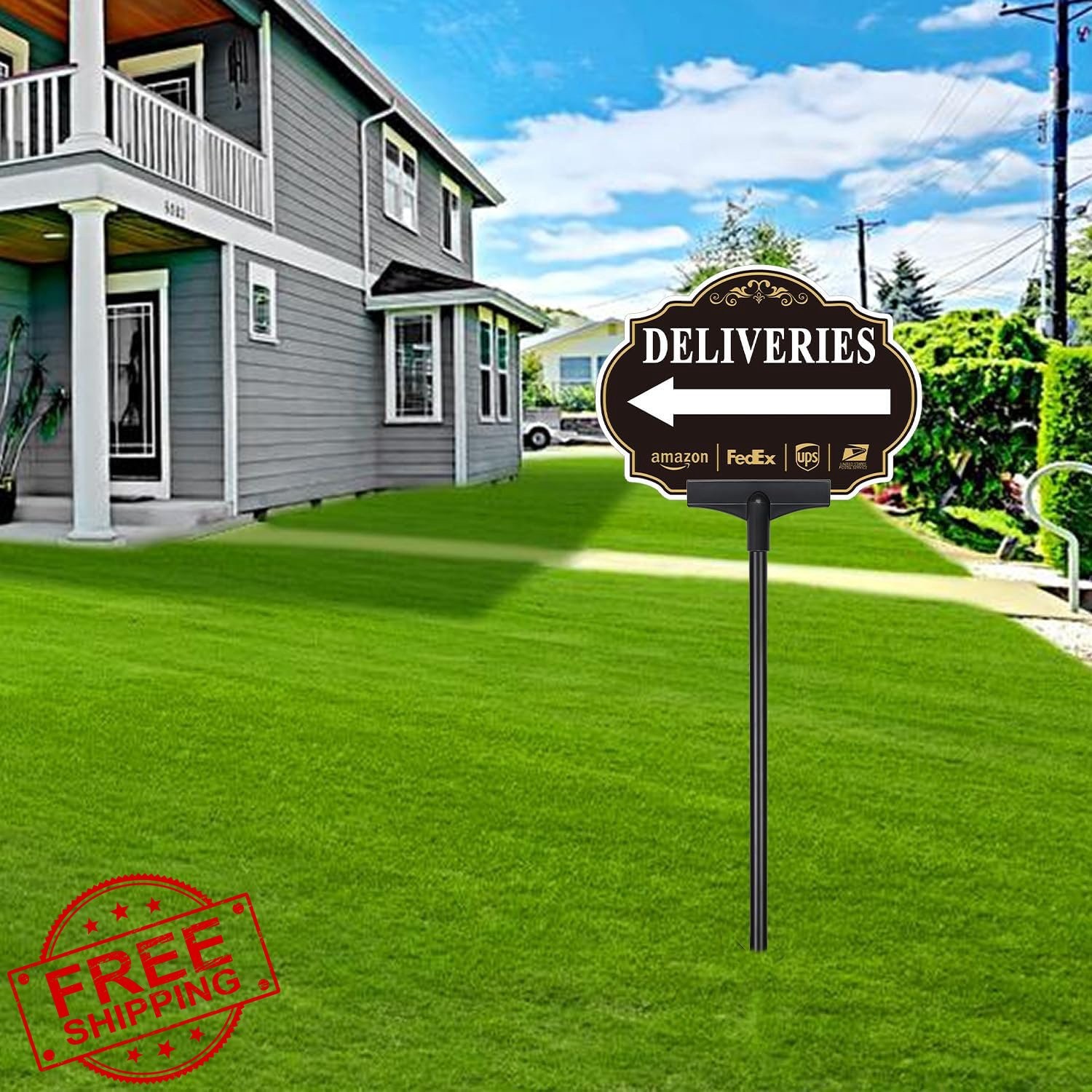 Folyming Left Arrow Yard Sign 10″x7″ w/ 19″ Stake