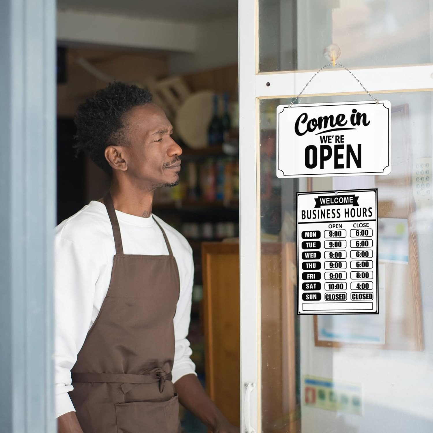 Open Closed Signs Business Hours Sign Set for Window Door Open Signs