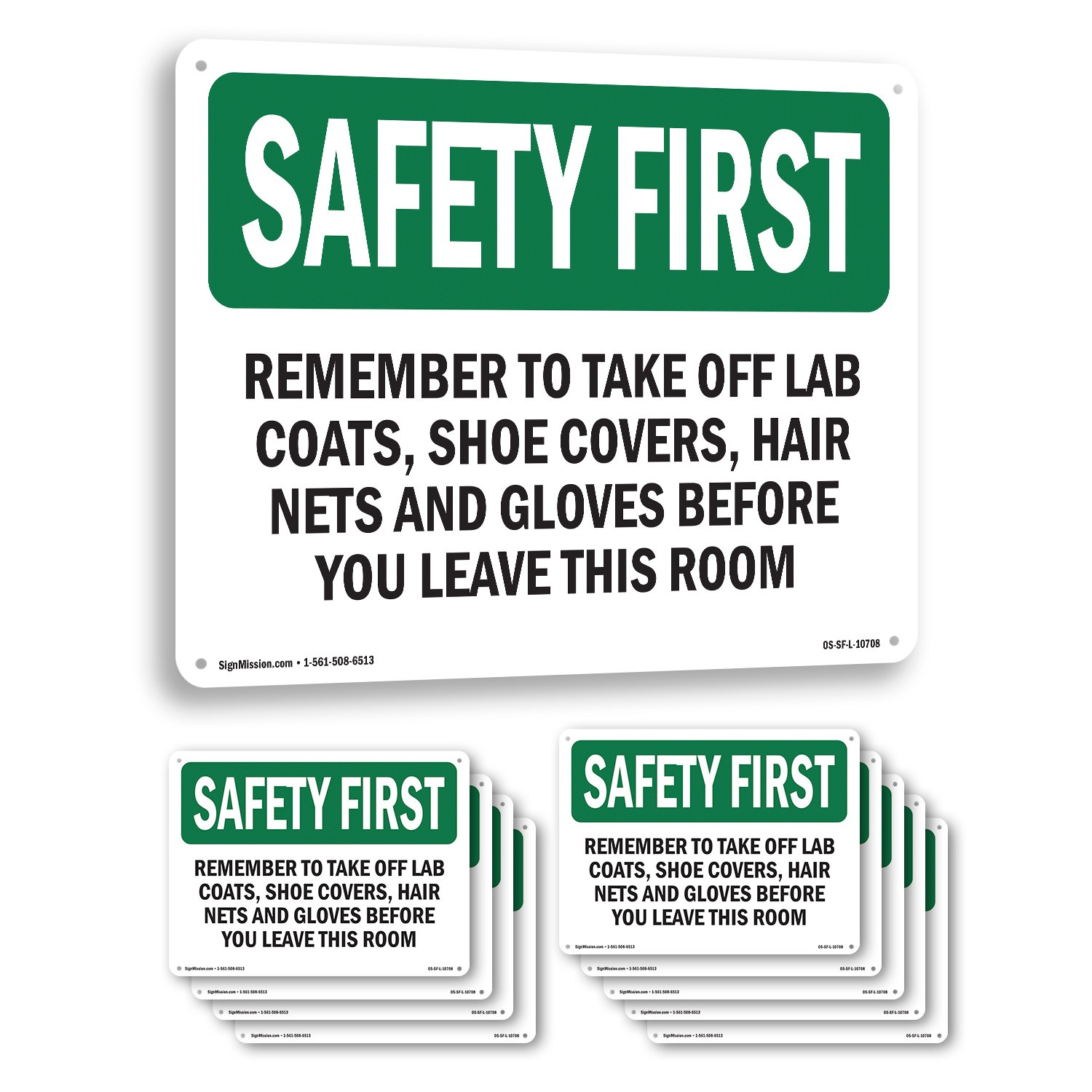 Remember To Take Off Lab Coats Shoe Covers OSHA SAFETY FIRST Sign – 5 or 10 Pack