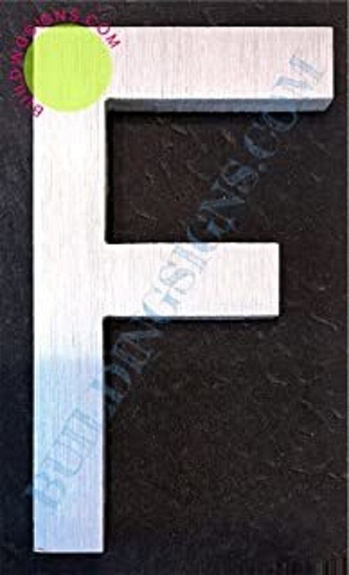 Aluminum Letter F Sign (Brush Silver,Double Sided Tape, 2.75 inch)…-REF24-1027