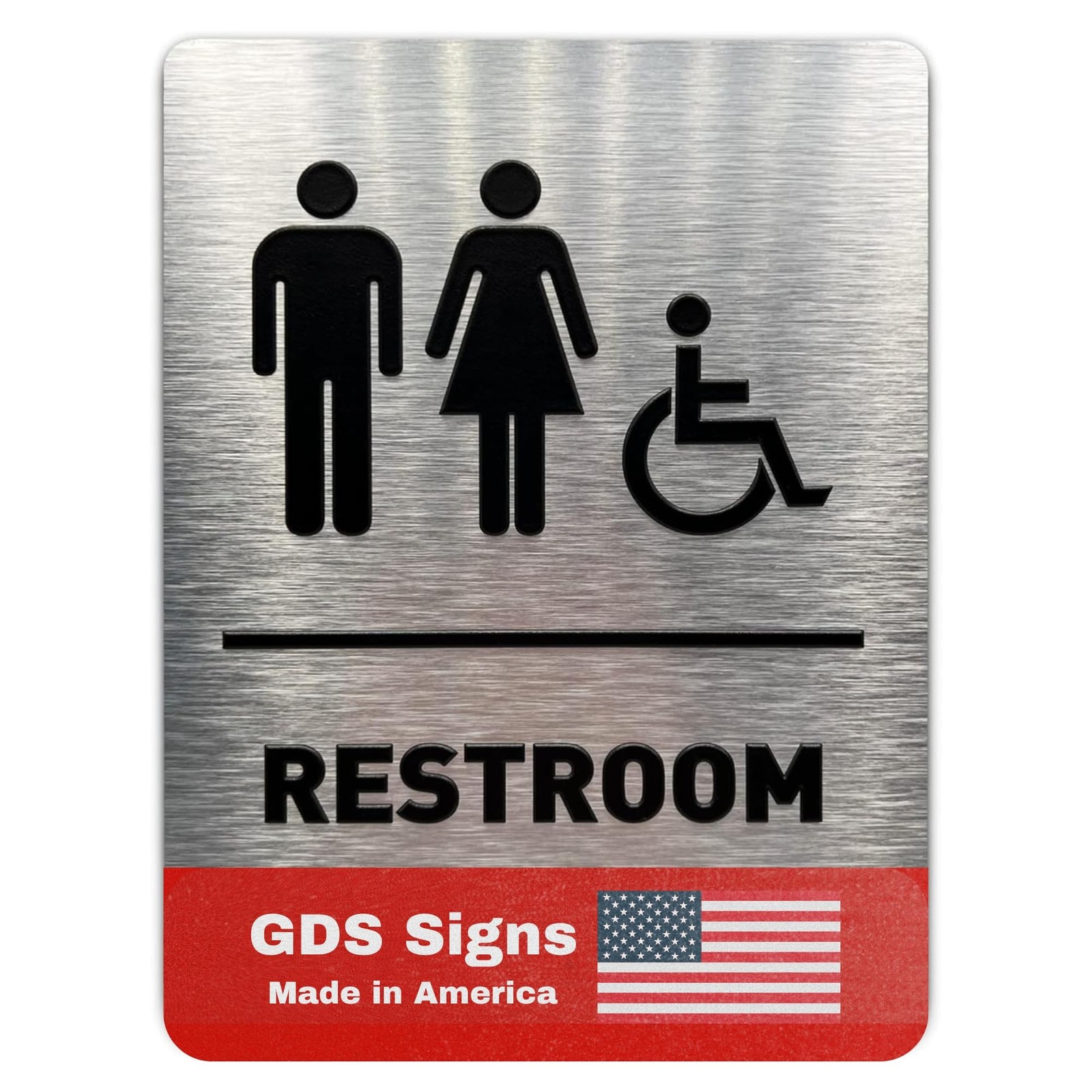 Unisex/Wheelchair Bathroom Sign by GDS – ADA Compliant, Wheelchair Accessible…