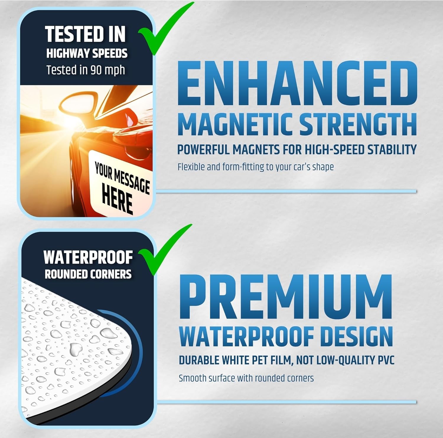 High-Speed Tested Magnetic Car Signs 24”x16” – Ideal for Advertising | 2 Pack