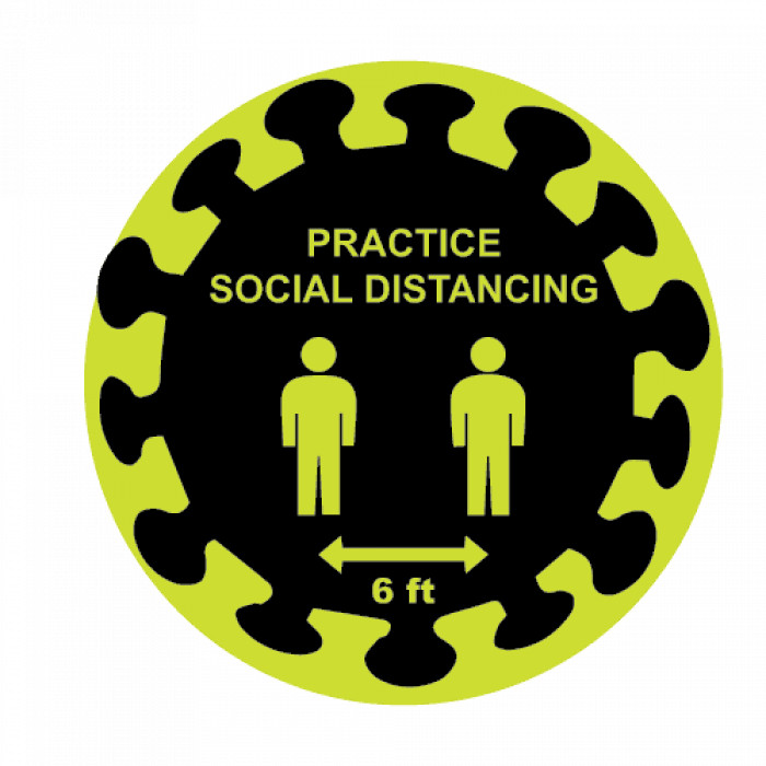 Social Distancing Floor Decal Neon Yellow 12 pack