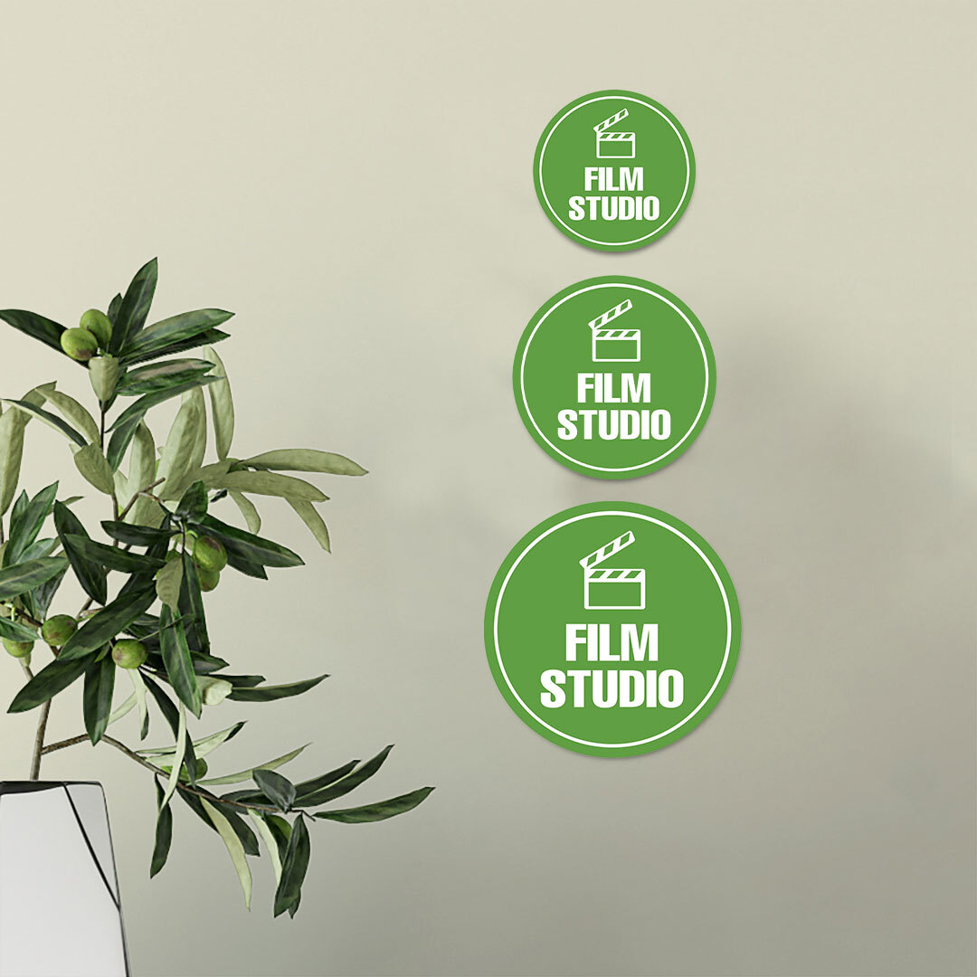 Circle Plus Film Studio Wall or Door Sign | Easy Installation