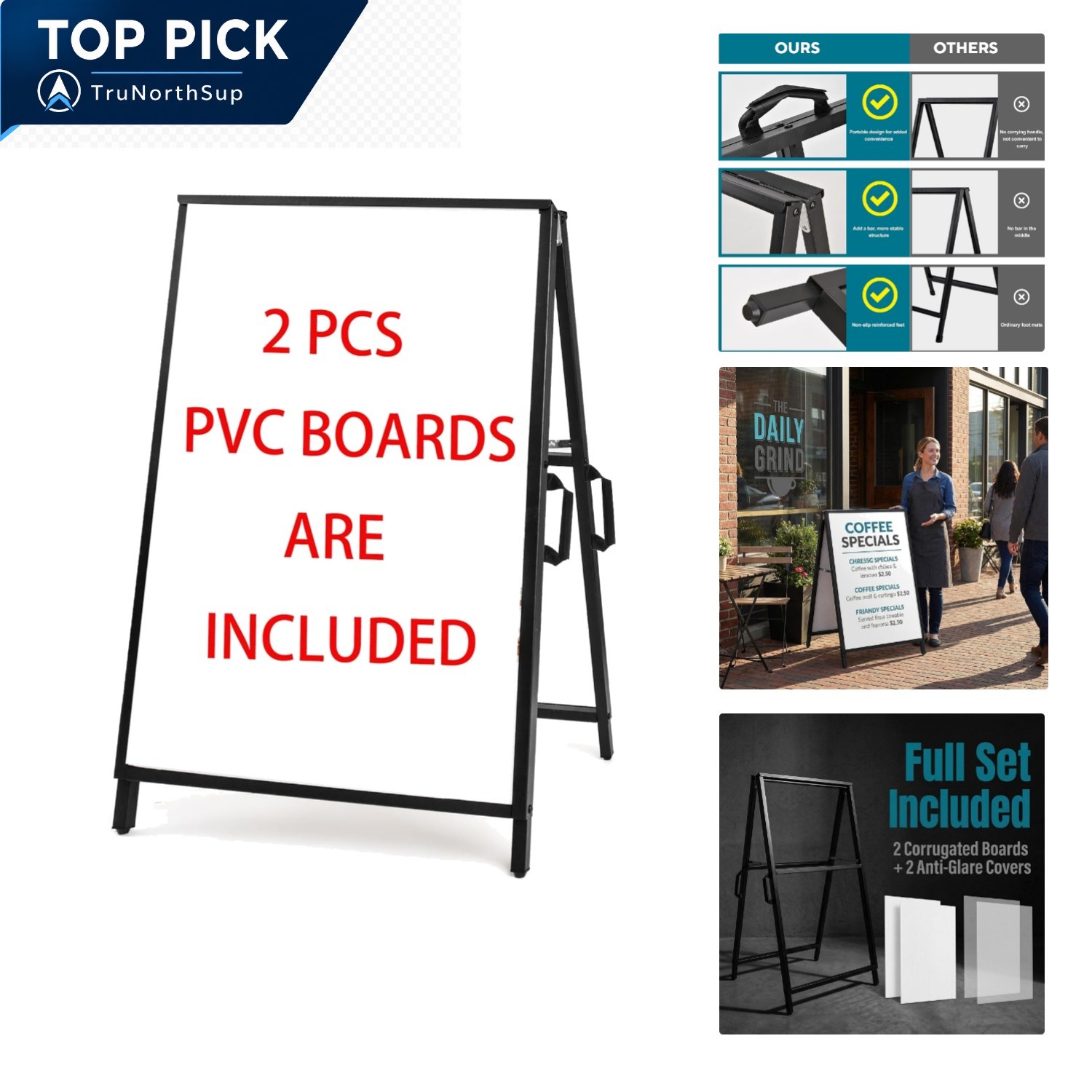 A Frame Sidewalk Sign 24×36 Inches Double-Sided Outdoor Heavy Duty Indoor Out…