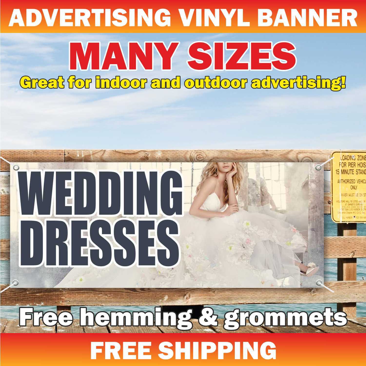 WEDDING DRESSES Advertising Banner Vinyl Mesh Sign Gowns Event Holiday rent sale