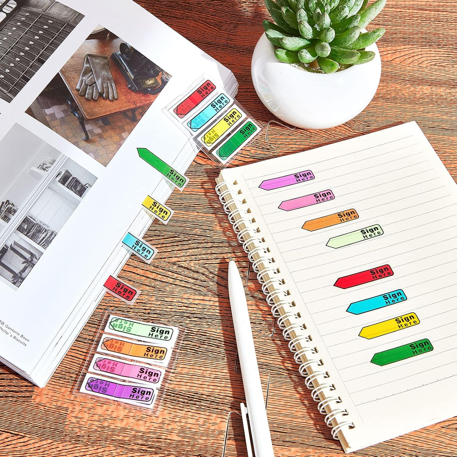600 Pcs Sign Here Tabs Arrow Flags Colored Sticky Notes with Dispenser