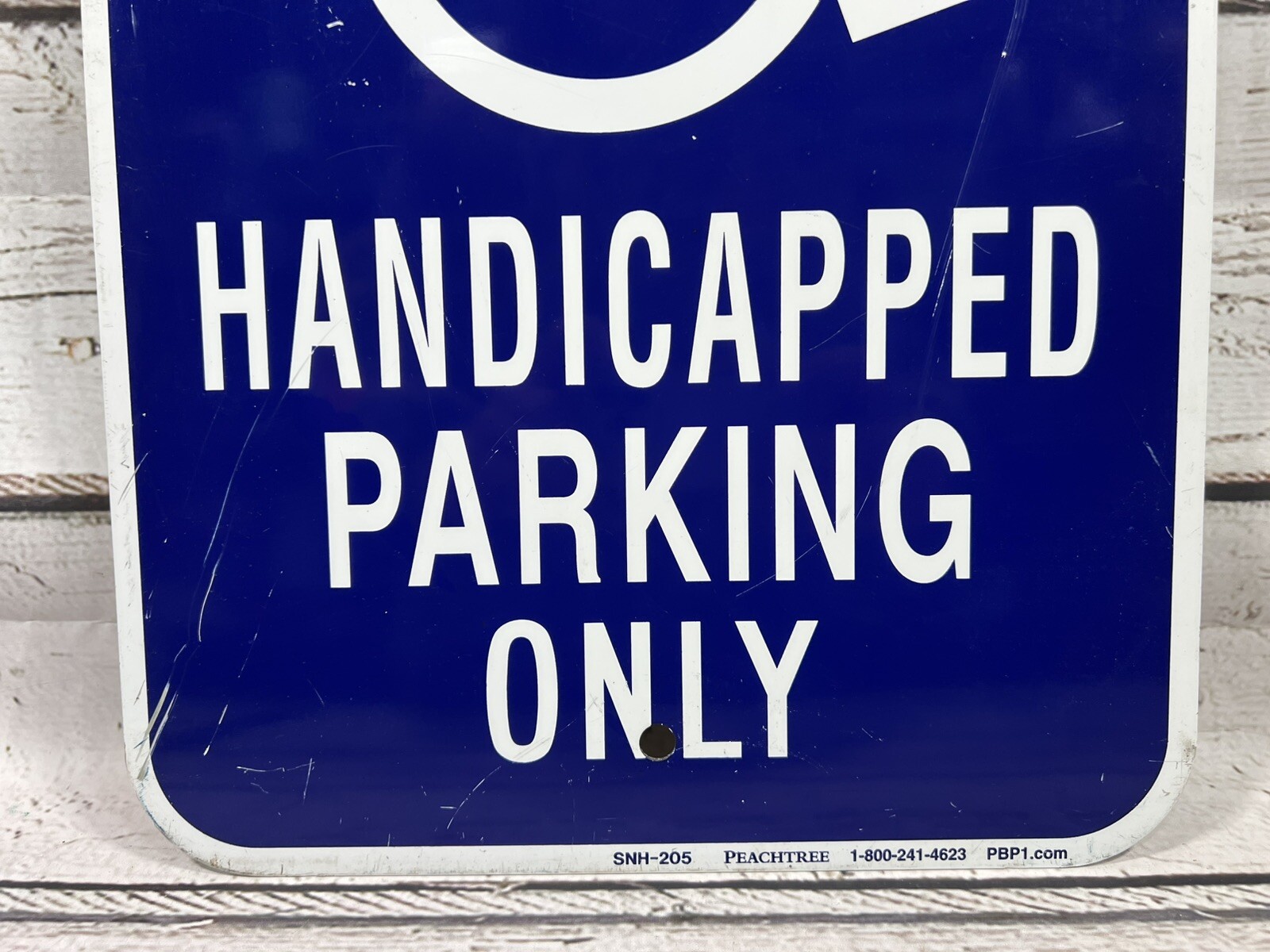 Handicapped Parking Only Logo Blue/White Lettering Metal Store Parking Lot Sign