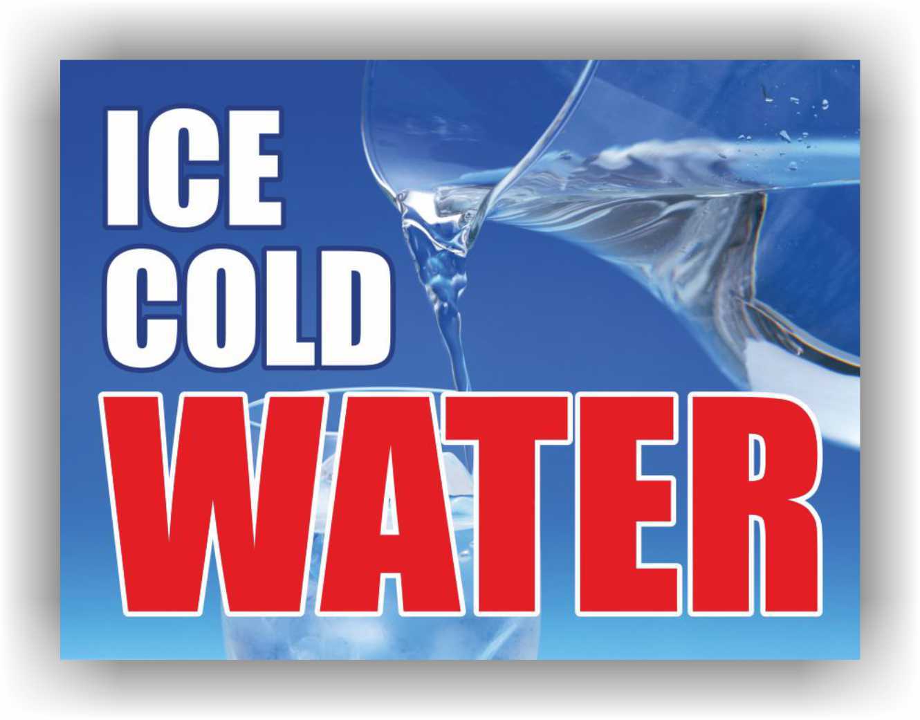 ICE COLD WATER Corrugate Plastic with H-Stakes Lawn Sign Drink Juice Tea Coffee
