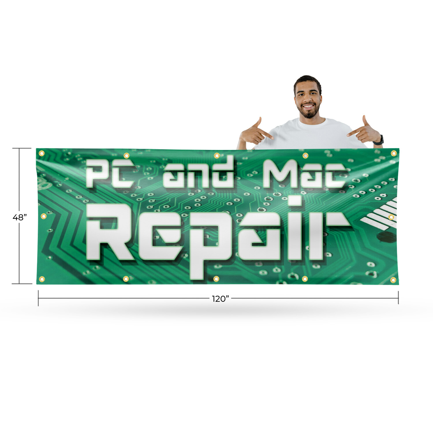 PC and Mac Repair Vinyl Banner Sign with Metal Grommets Heavy-Duty Single-Sided