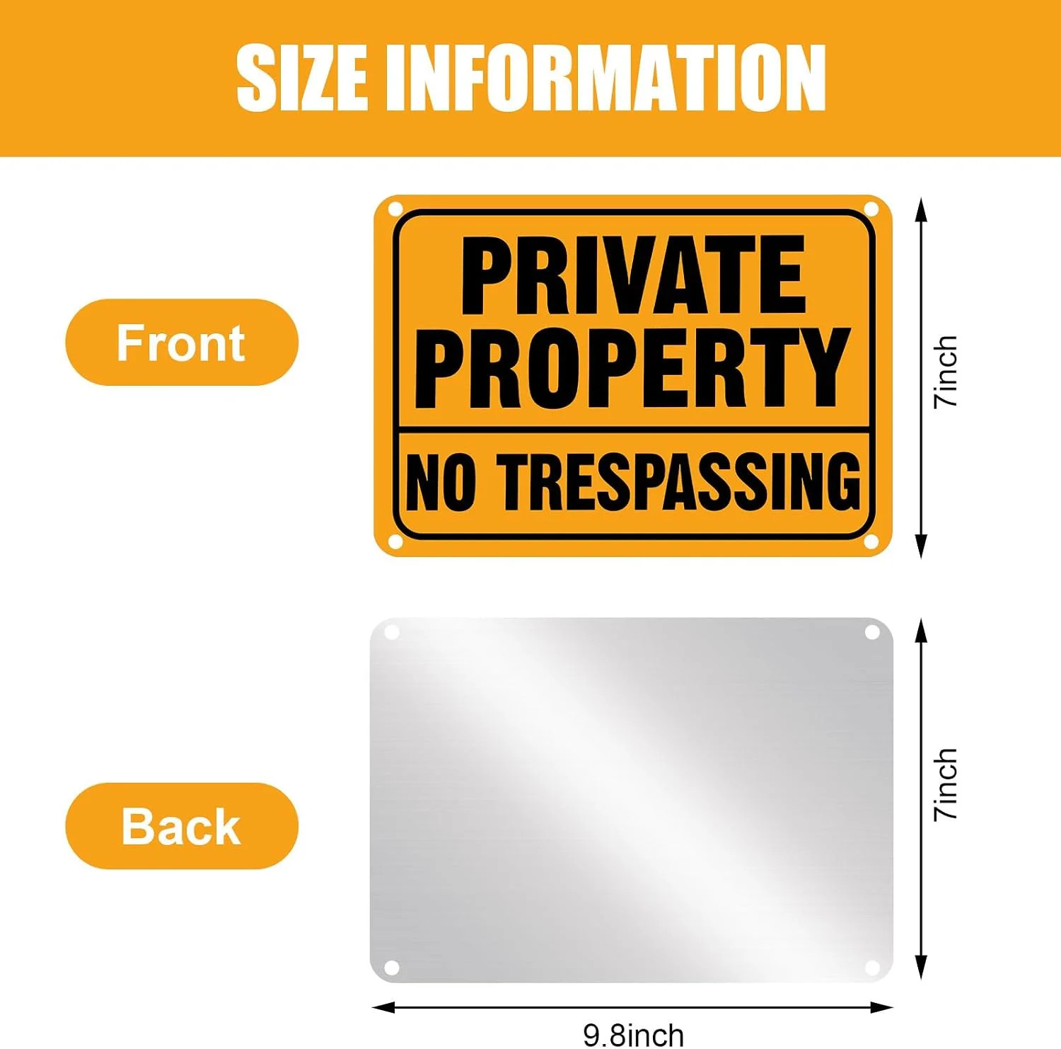 Yaocom 24 Pcs No Trespassing Signs Private Property Metal 7 x 10 Inch Reflective