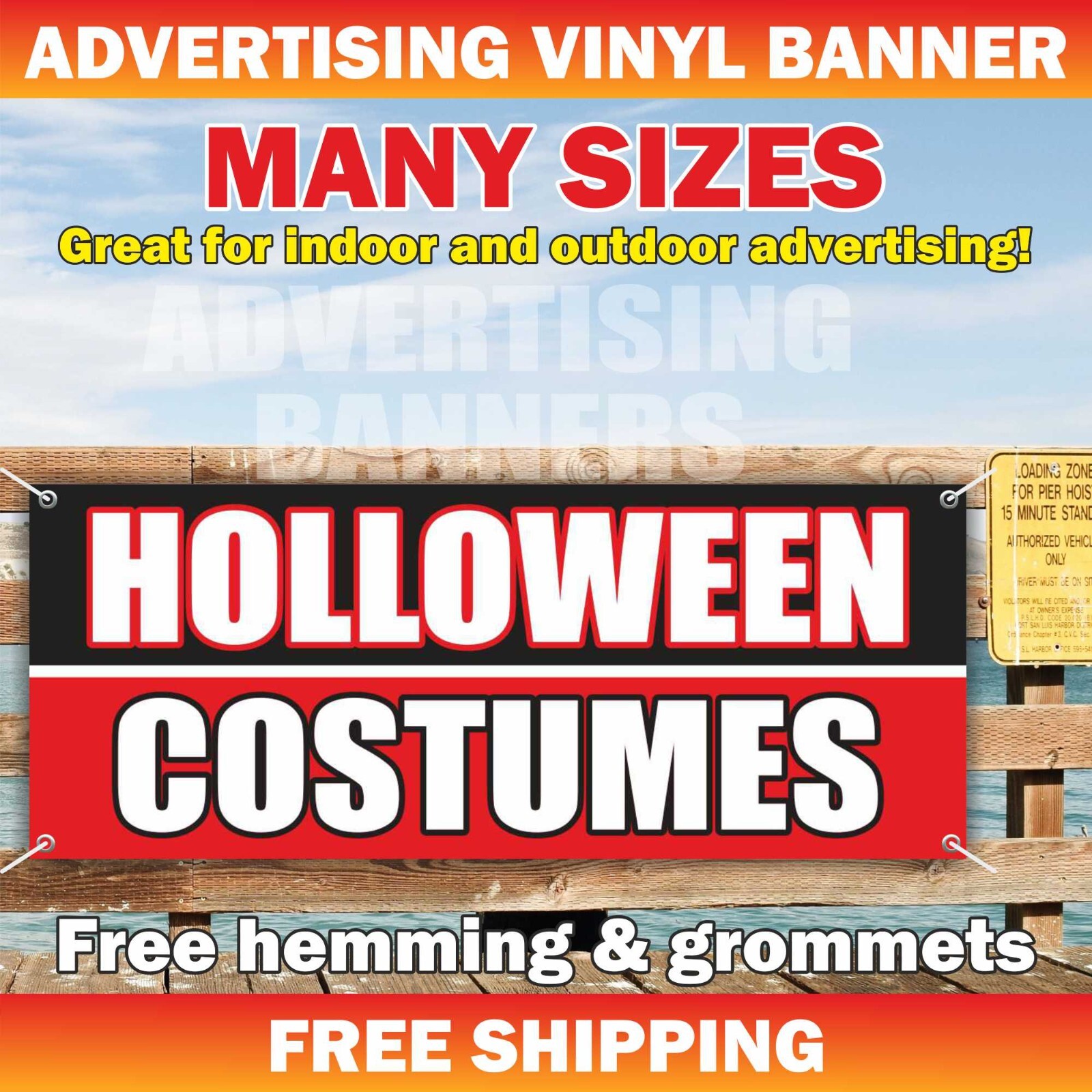 HOLLOWEEN COSTUMES Advertising Banner Vinyl Sign Pumpkin Decor Masquerade