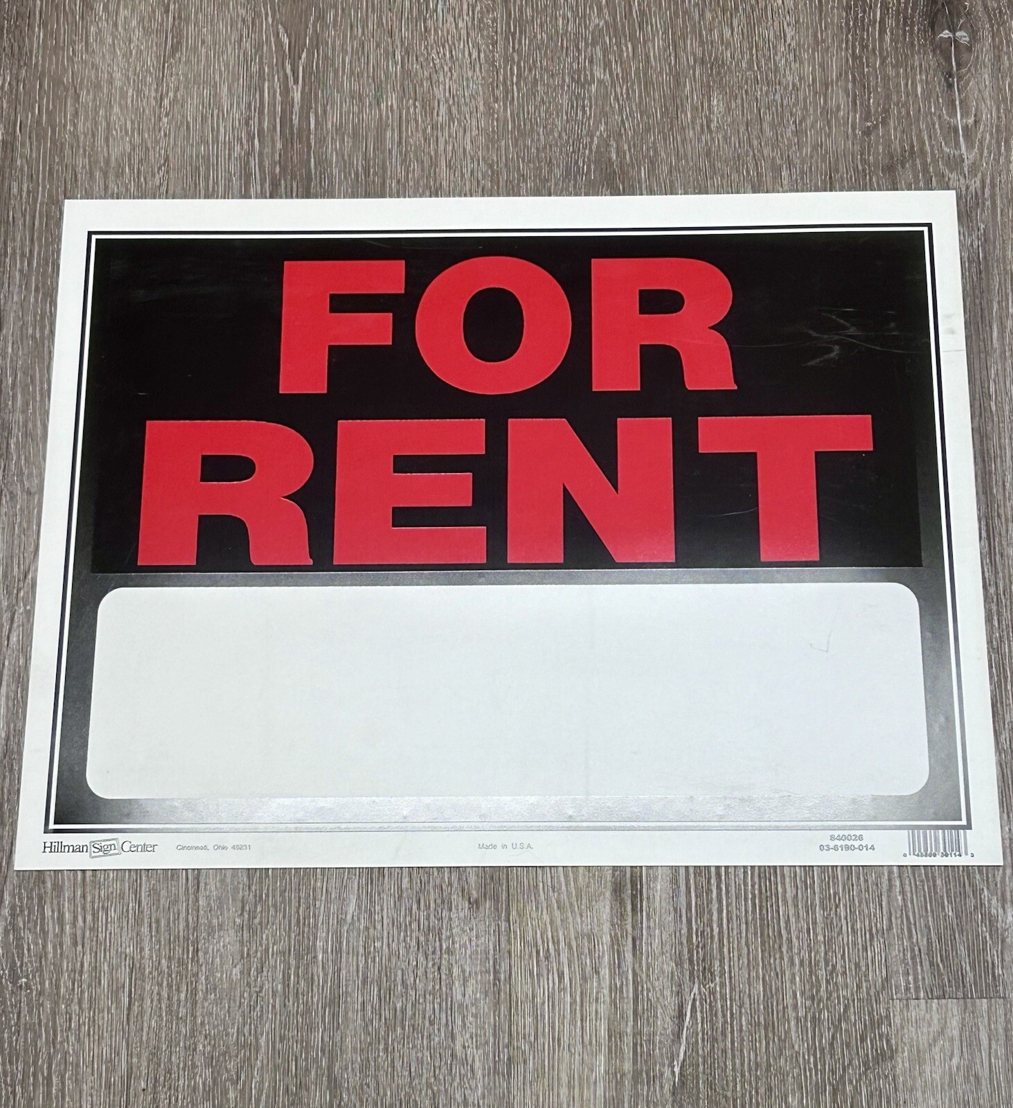 FOR RENT By Hillman Sign Center Large 19×15” Single Sided USA Made New