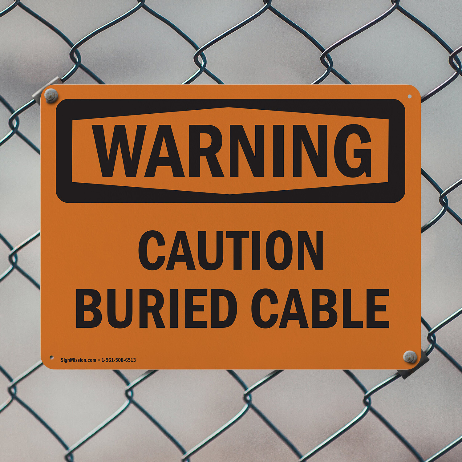 (2 Pack) Caution Buried Cable OSHA Warning Sign Decal Metal Plastic