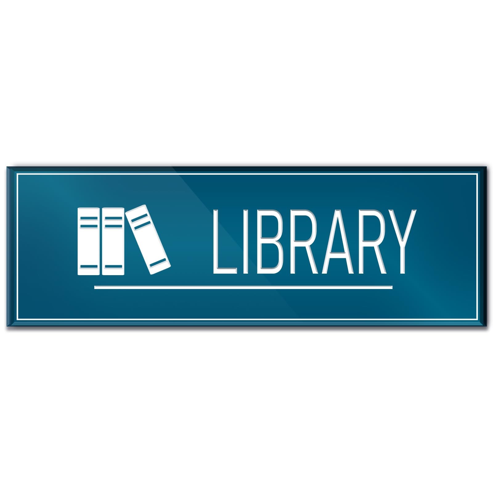 9×3 Inch Library Sign Blue – Self-stick Door Wall Sign for Offices School Hou…