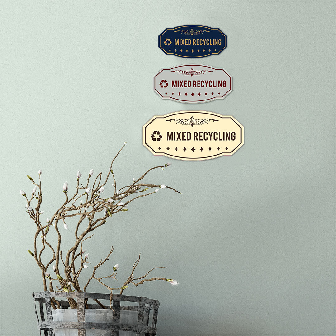 Signs ByLITA Victorian Mixed Recycling Wall or Door Sign