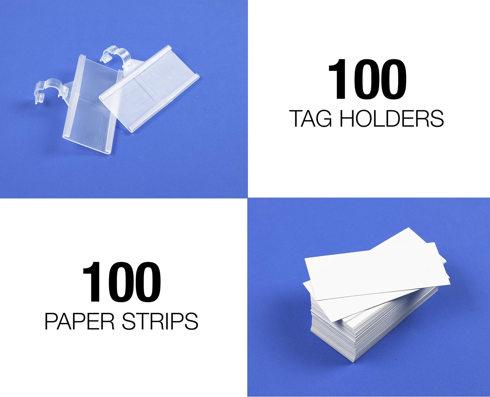 Pack of 100 – Plastic Wire Shelf Label Holder, 100 Count (Pack 1), Natural