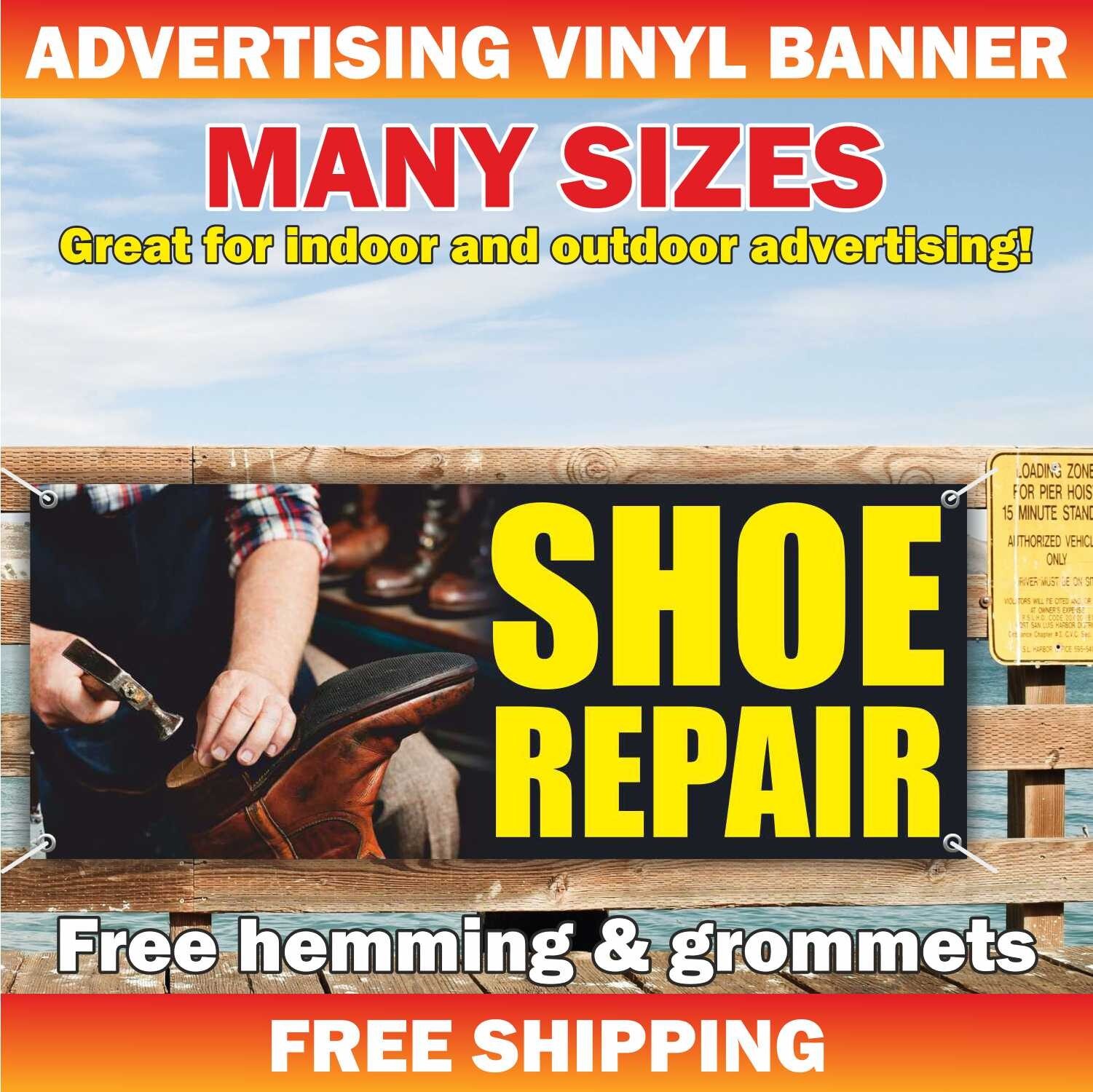 SHOE REPAIR Advertising Banner Vinyl Sign Service Shoemaker Heels Boots