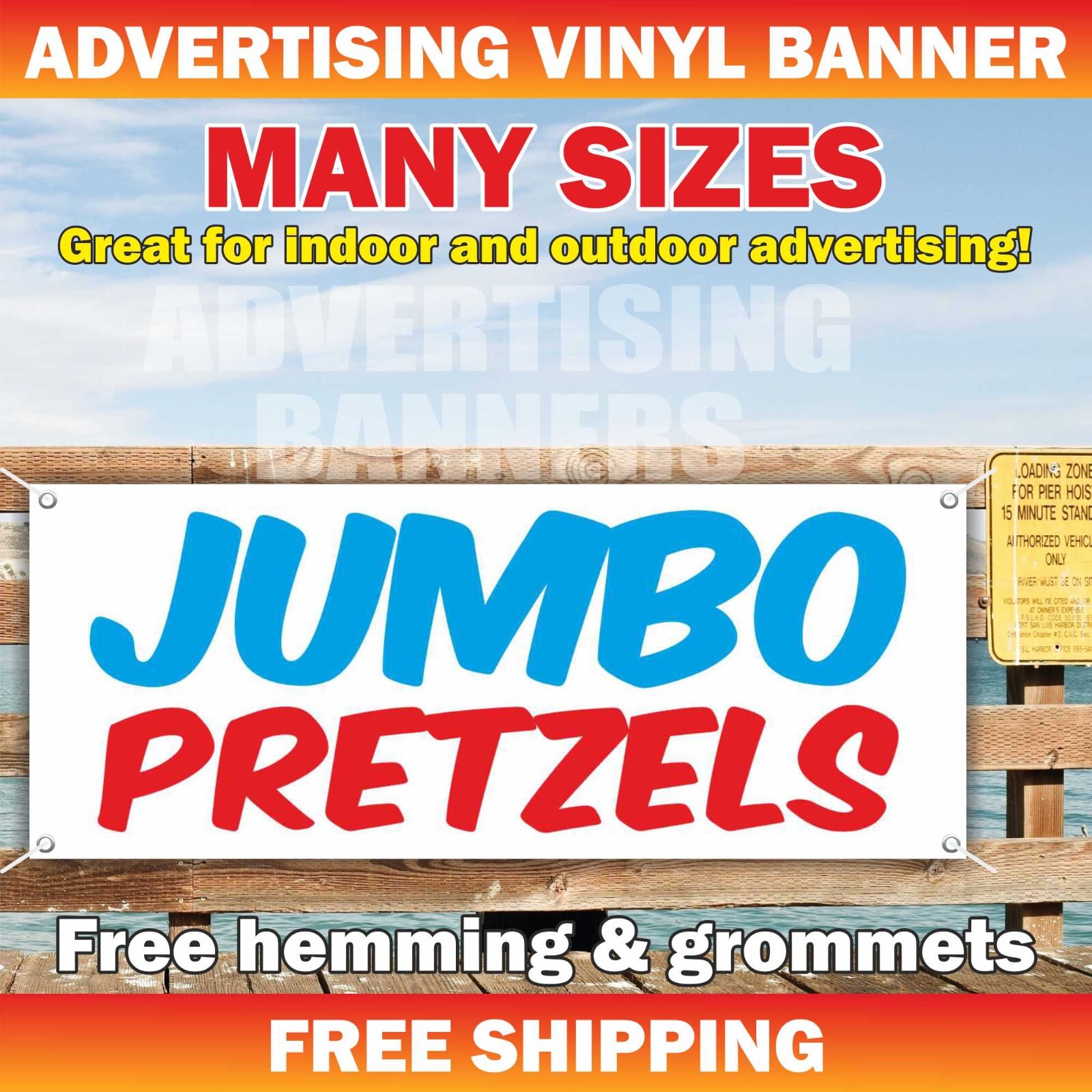 JUMBO PRETZELS Advertising Banner Vinyl Mesh Sign soft giant hot fresh delicious