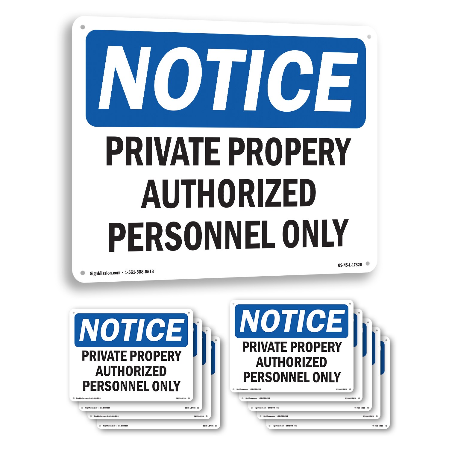 Private Property Authorized Personnel Only OSHA Notice Sign, Decal 5 or 10 Pack