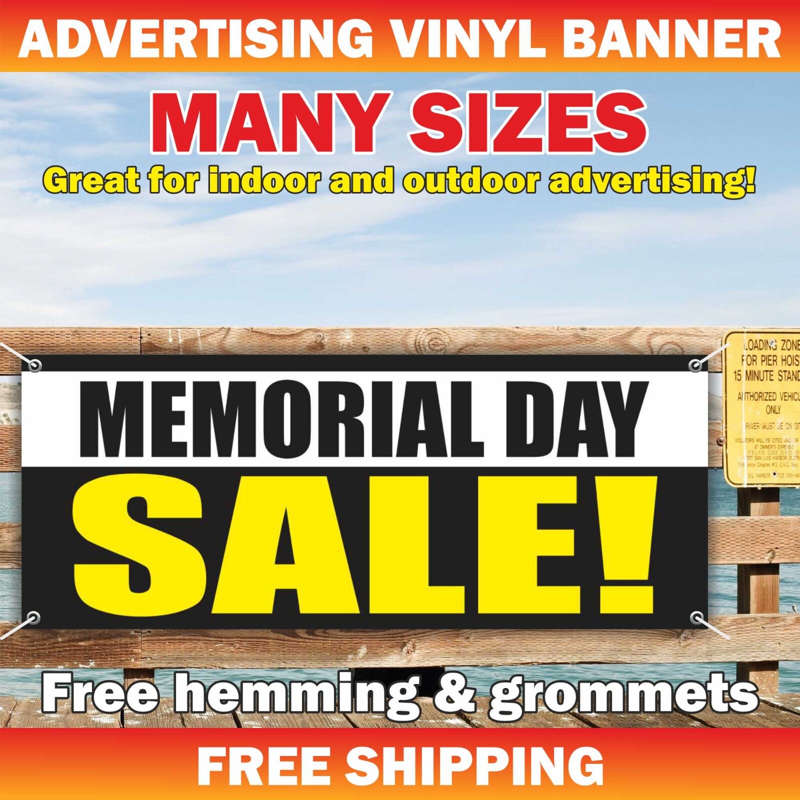 MEMORIAL DAY SALE Advertising Banner Vinyl Sign Event Holidays Discount Military