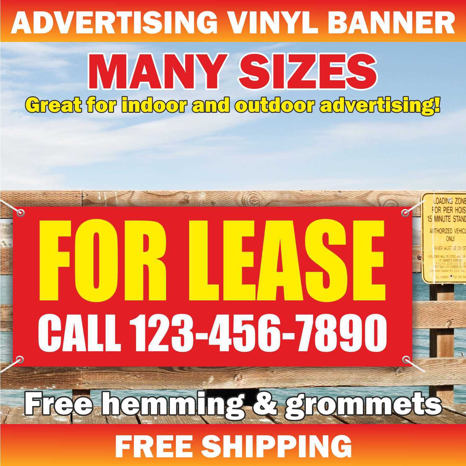 FOR LEASE Advertising Banner Vinyl Mesh Sign Rental Office Space Custom Phone