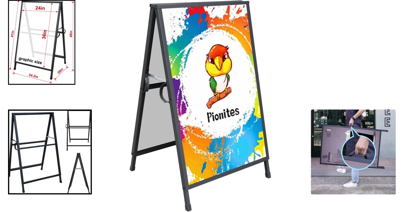 Heavy Duty 24×36 Inch A Frame Sidewalk Sign – Double-Sided & Weatherproof