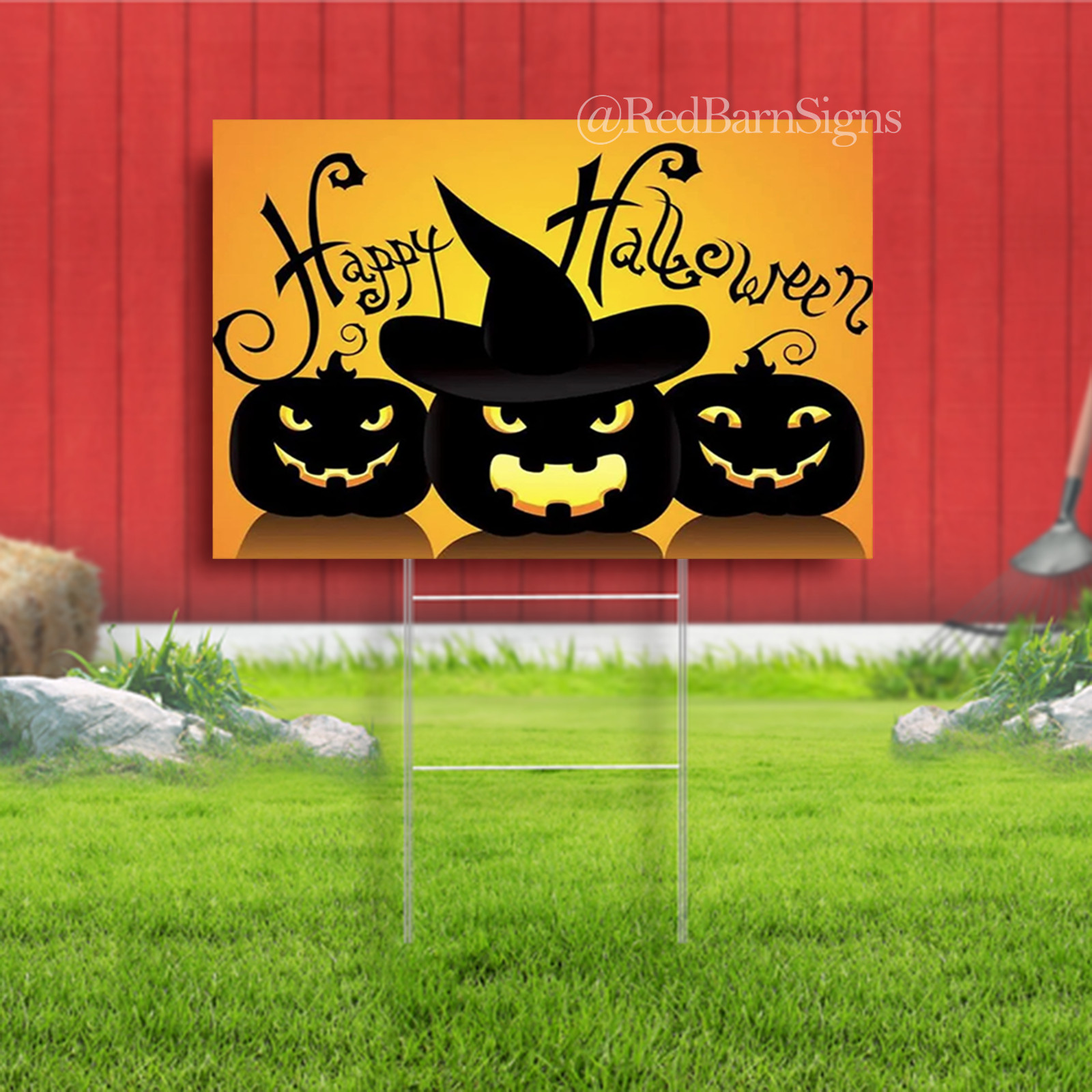 Halloween Yard Signs Decorations Outdoor with Stakes, Poly Bag Sign, Happy Hallo
