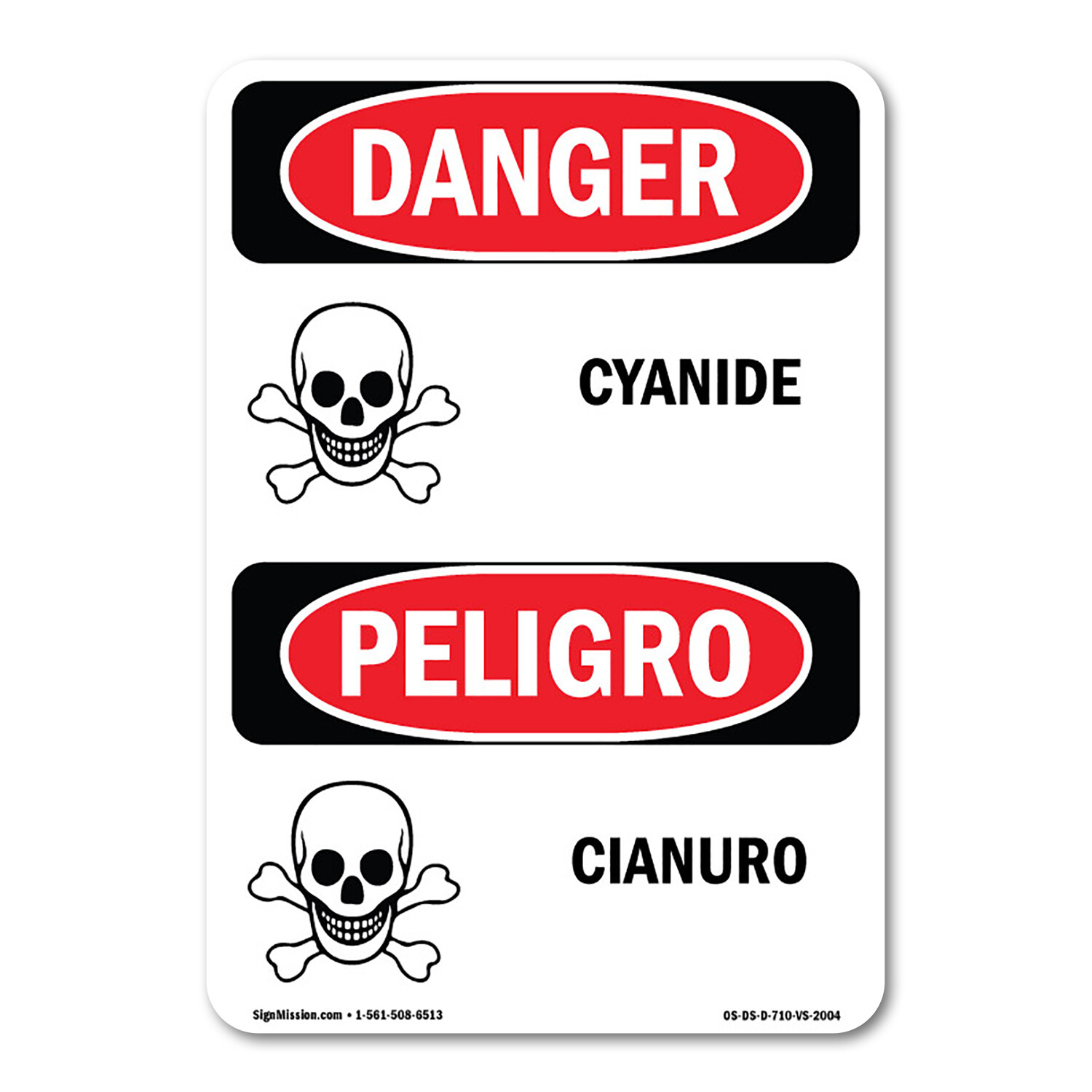 Cianuro ANSI OSHA ANSI Danger Sign Metal Plastic Decal