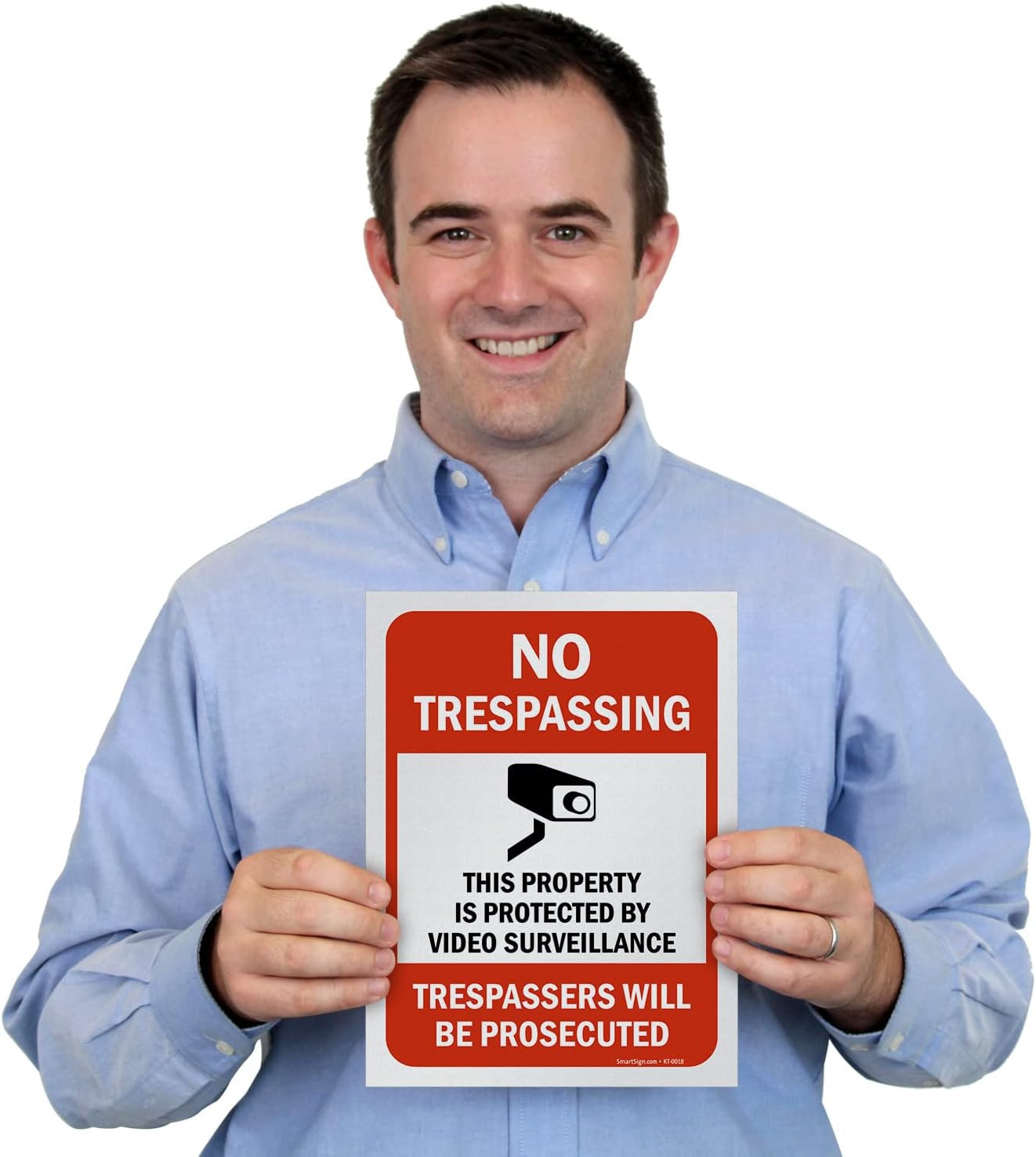 Pack of 5 “Property Protected By Video Surveillance” Sign, Screen Printed 12×9”
