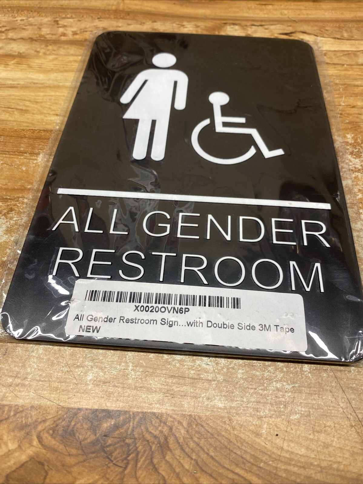 Woman Handicap Or All Genders Men Restroom Sign, Black/White, 9″x 6 1/2″
