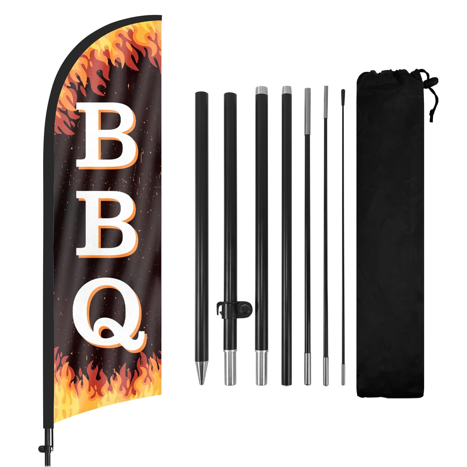 FSFLAG FS-BBQ-8FT 8FT BBQ Flag Banner with Pole Ground Stake