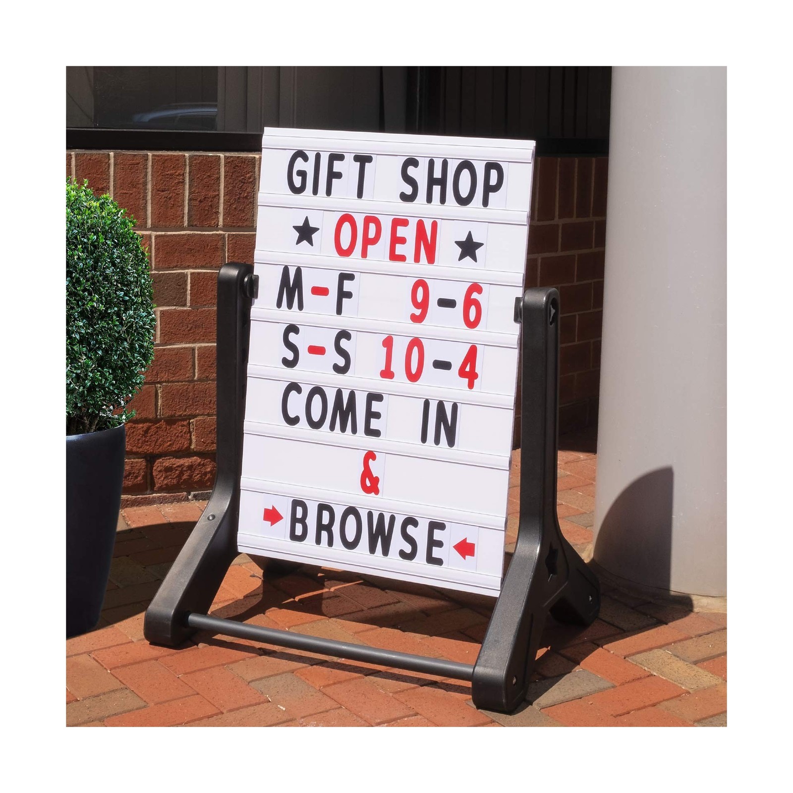 Swinging Changeable Message Sidewalk Sign: 24″ x 36″ Sign with 792 Pre-Cut Do…