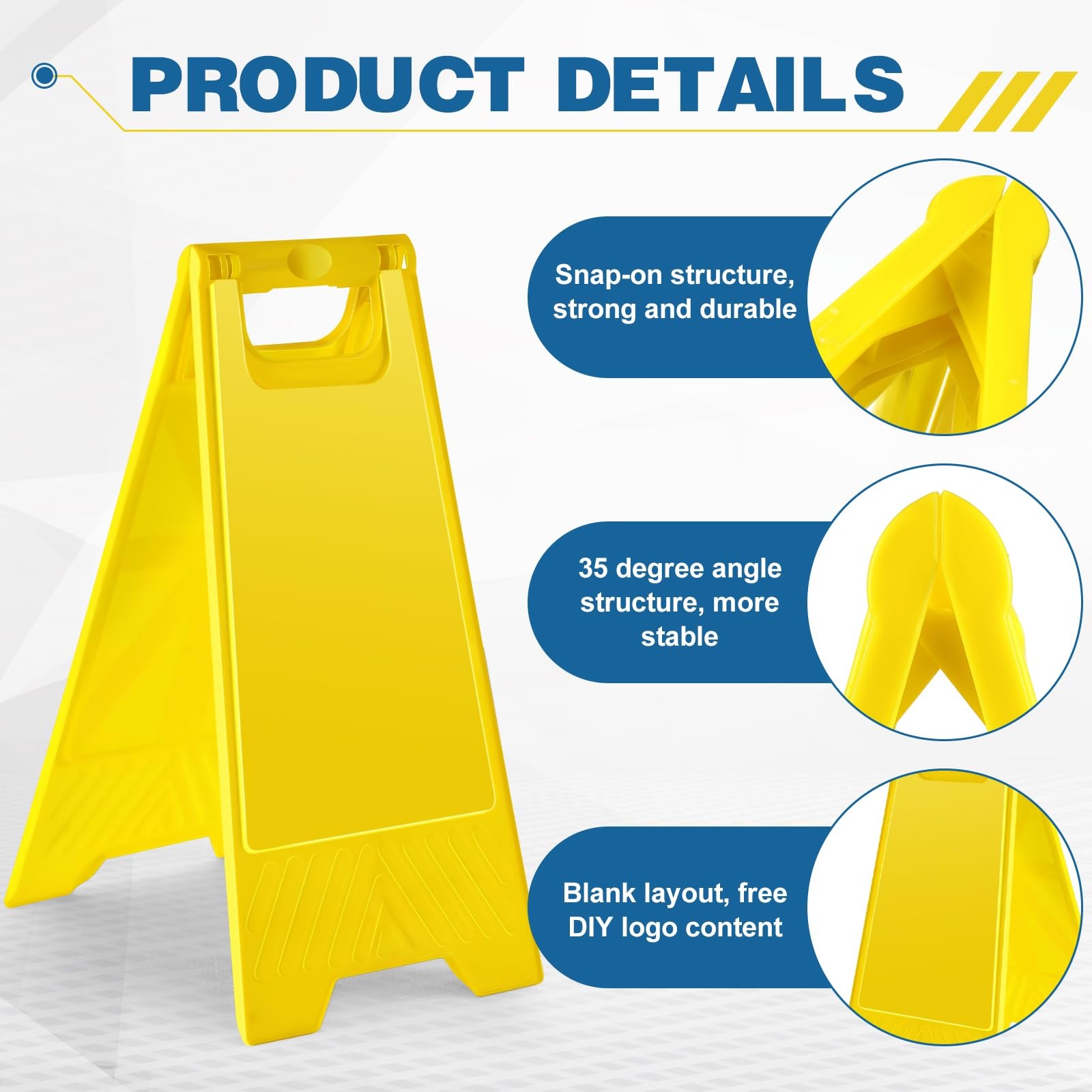2 Pack 24″ Height Blank Floor Sign Yellow A-frame Foldable Caution Sign Stick…