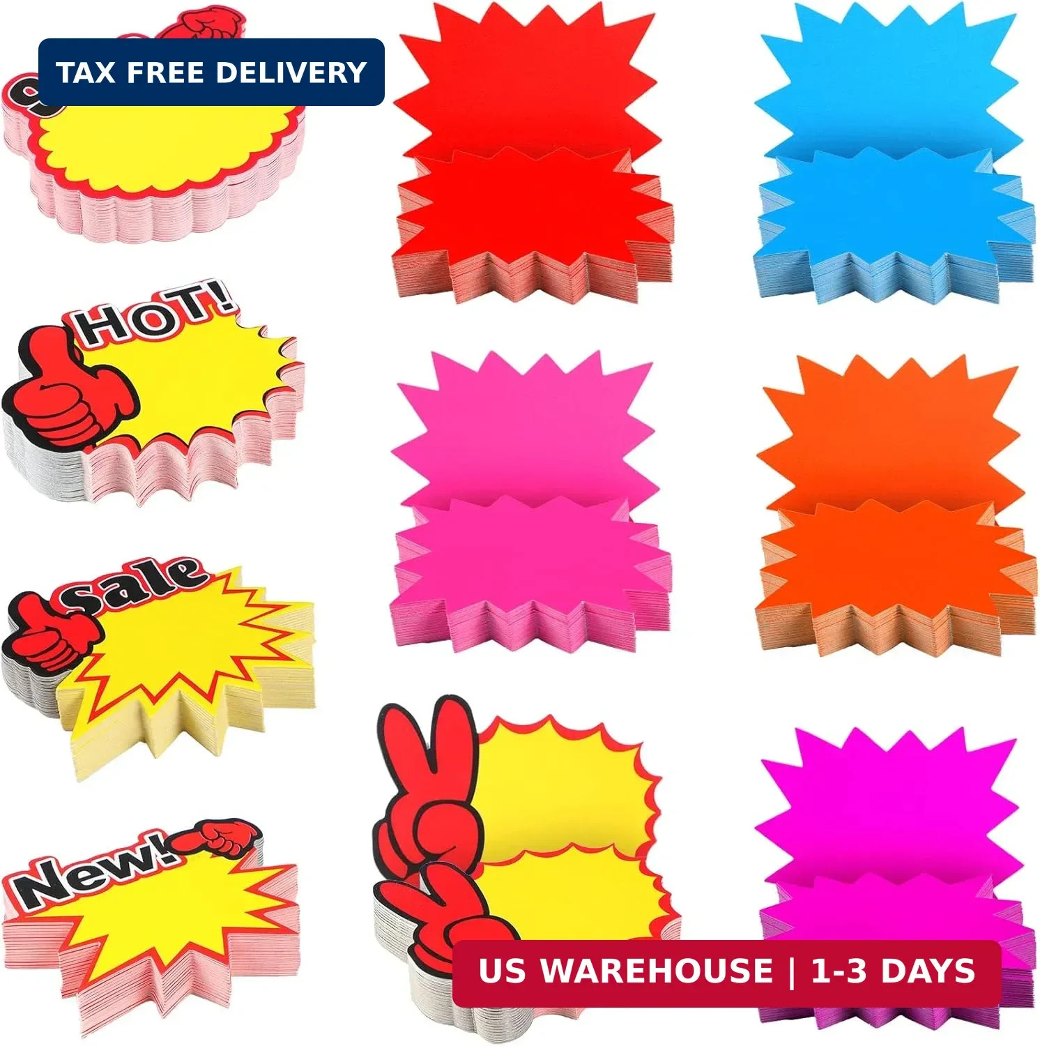 500 Pieces Burst Signs Fluorescent Blank Star Shape Retail Sale Tags Burst Paper