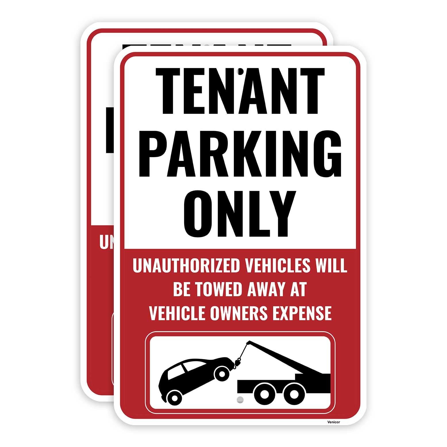 2PC Tenant Parking Only Sign 18 x 12 Inches – Aluminum – Resident Parking Sign