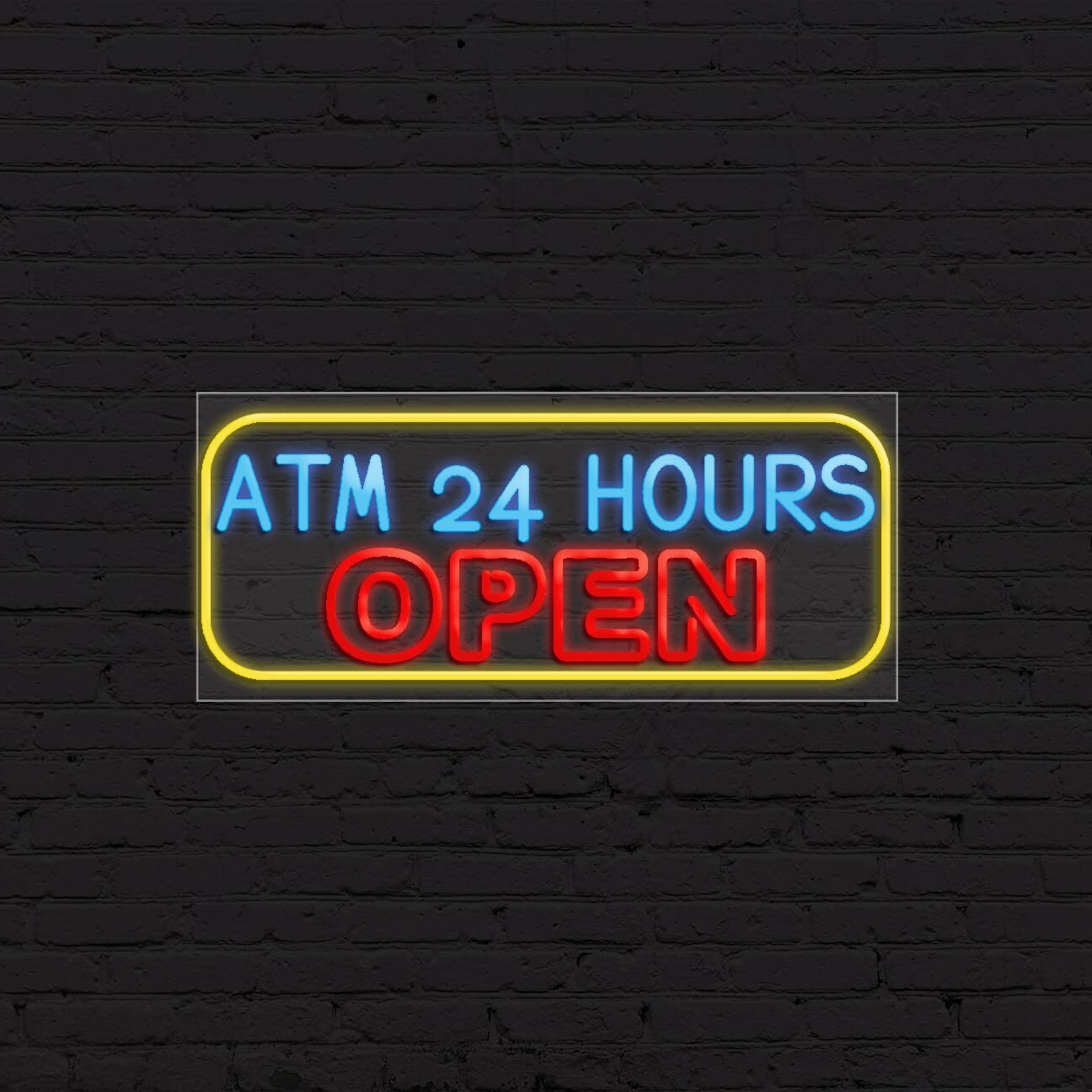 Atm 24 Hours Sign for Business Displays | LED Flex Neon | 32″W x 13″H x 1″D