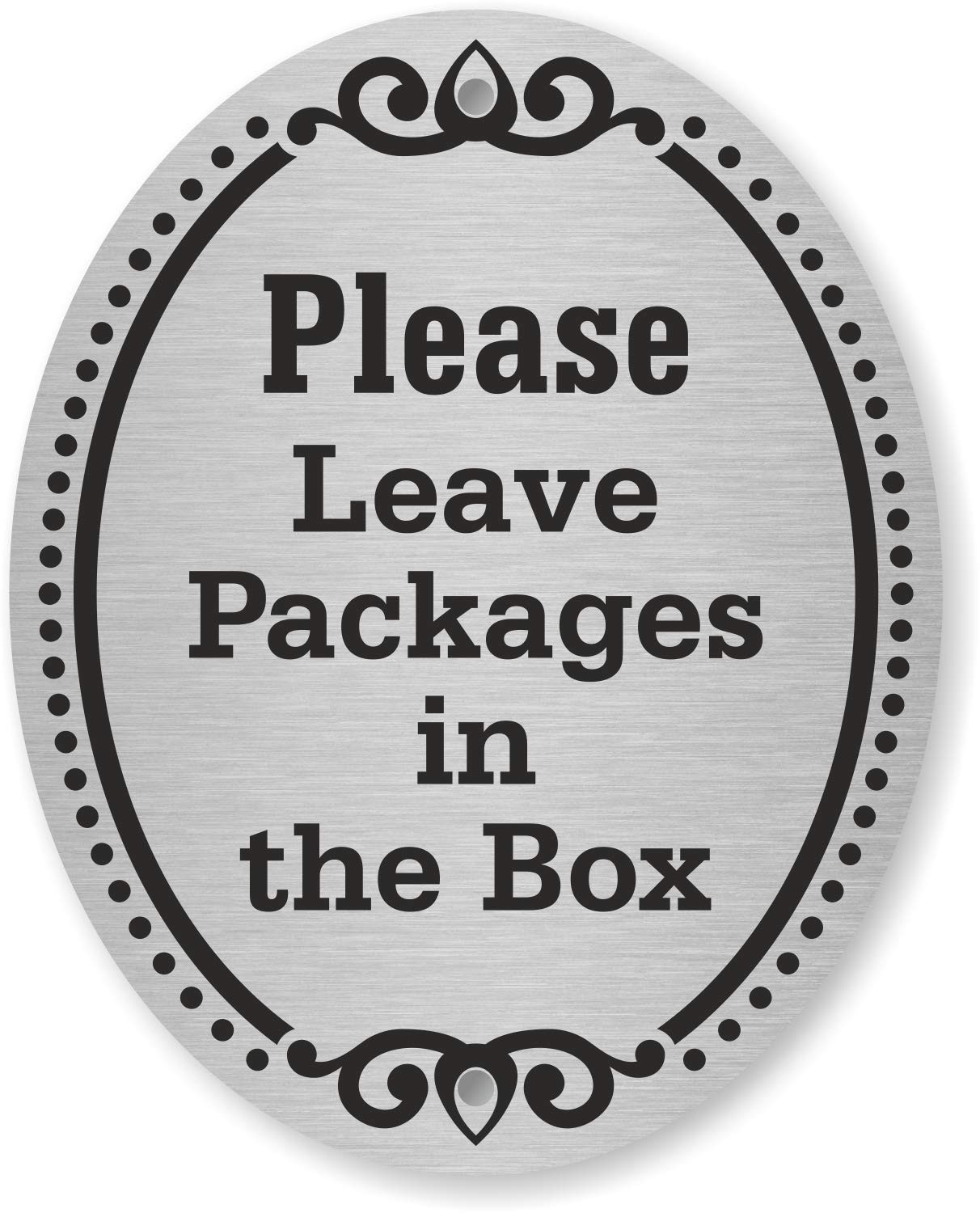 “Please Leave Packages in the Box” Diamond Plate Door Sign | 4″ x 5″ Aluminum